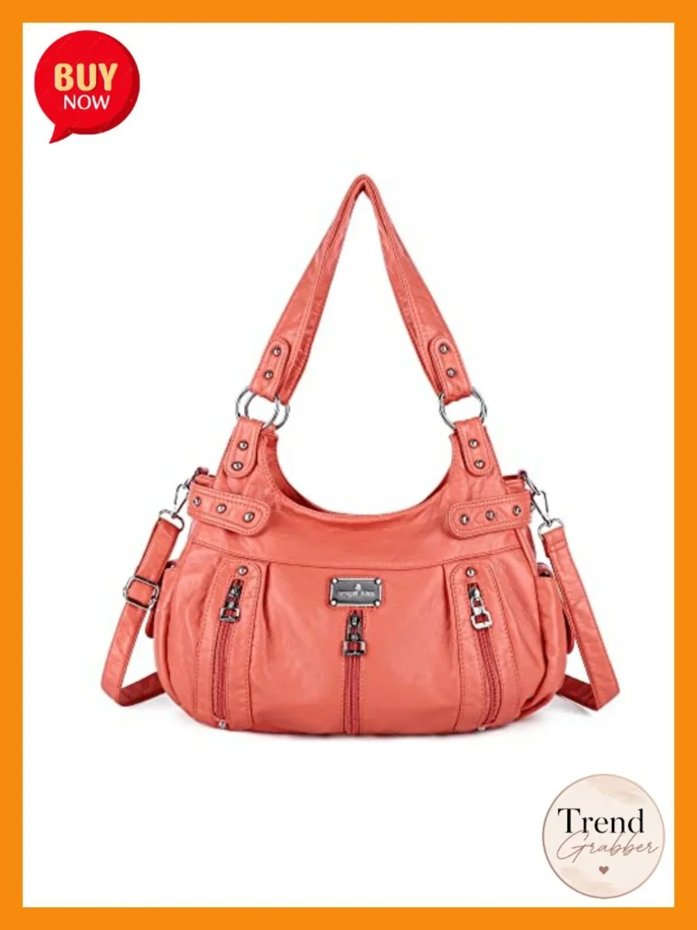 Washed Faux Leather Crossbody Hobo Satchel Handbag Tote Purse with Adjustable